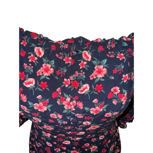 B. Darlin Womens Navy Floral-Printed Mini Fit & Flare Dress Juniors 7/8 Lined - Picture 5 of 11